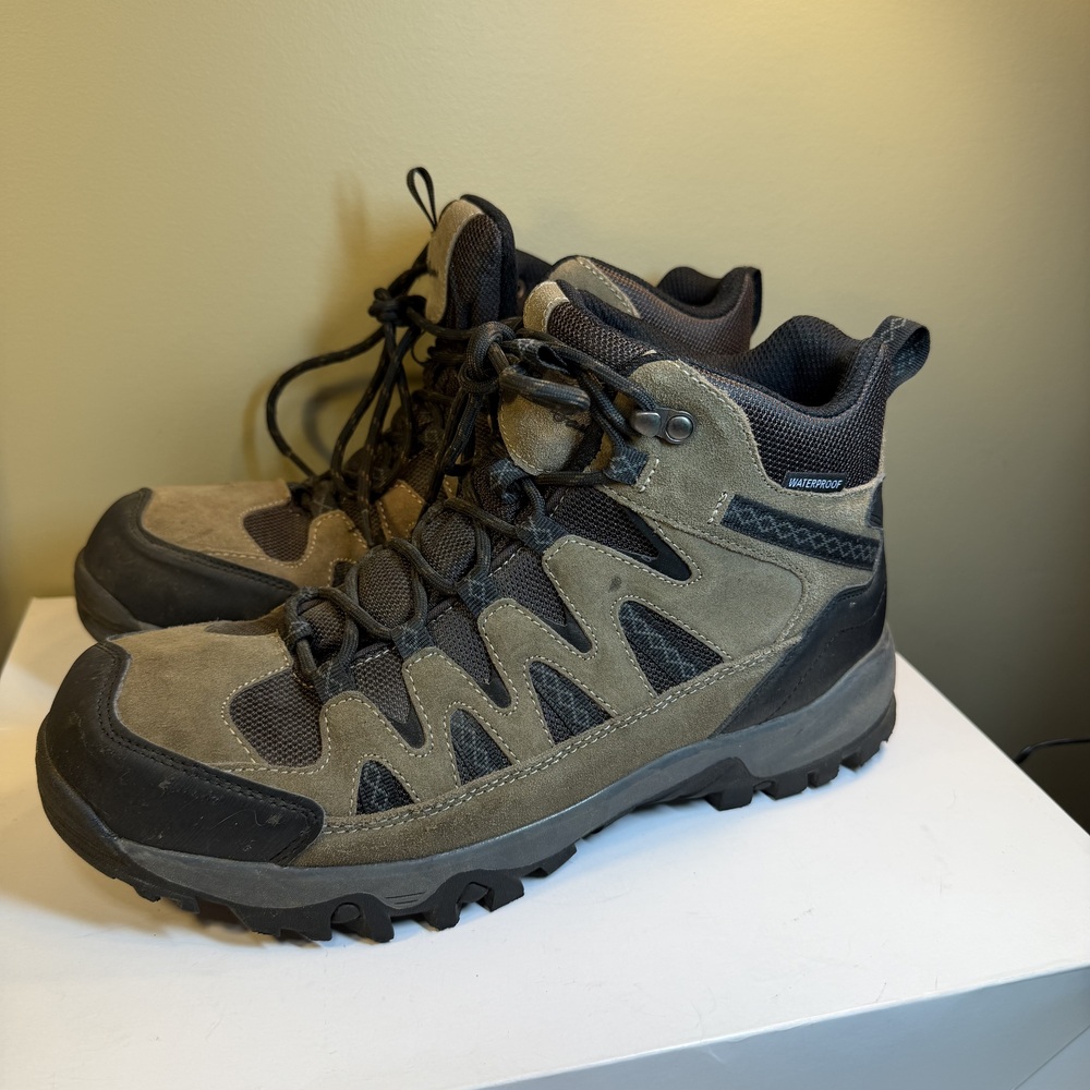 Eddie Bauer Ridgeline Men's Hiking Boots Brown Size 10 Waterproof Suede MidTrail